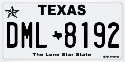 TX license plate DML8192