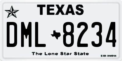 TX license plate DML8234
