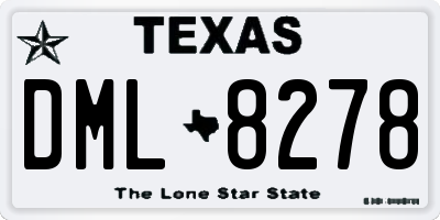 TX license plate DML8278