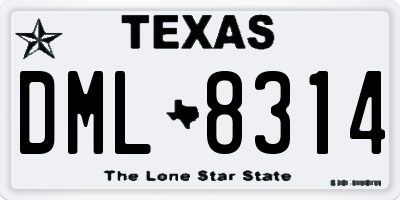 TX license plate DML8314