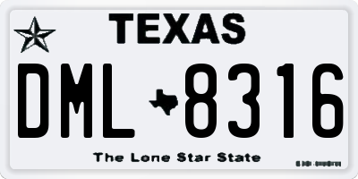 TX license plate DML8316