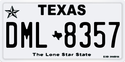 TX license plate DML8357
