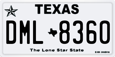 TX license plate DML8360