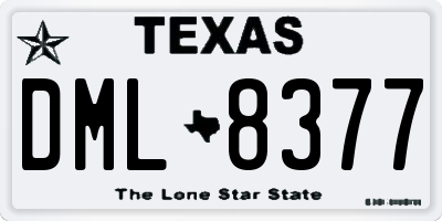 TX license plate DML8377