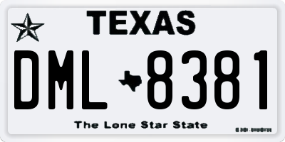 TX license plate DML8381