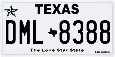 TX license plate DML8388