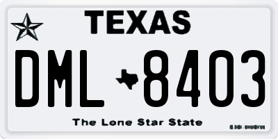 TX license plate DML8403