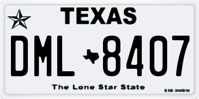 TX license plate DML8407
