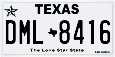 TX license plate DML8416