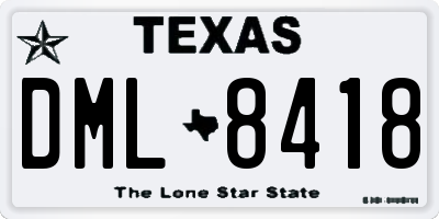 TX license plate DML8418