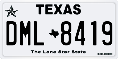 TX license plate DML8419