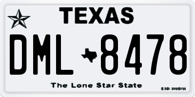 TX license plate DML8478