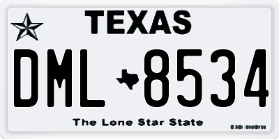 TX license plate DML8534
