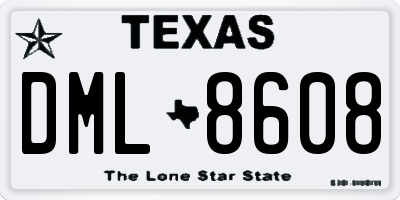 TX license plate DML8608