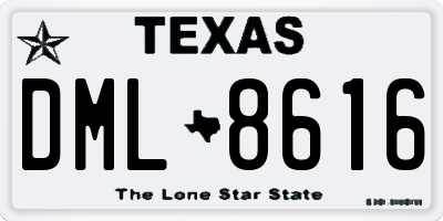 TX license plate DML8616