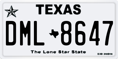 TX license plate DML8647