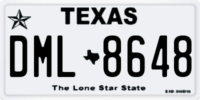 TX license plate DML8648