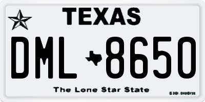 TX license plate DML8650