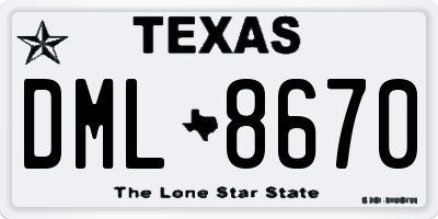 TX license plate DML8670