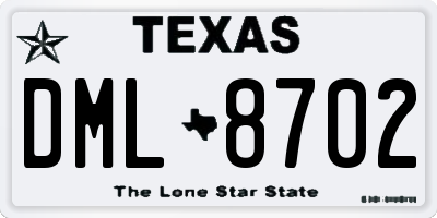 TX license plate DML8702