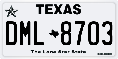 TX license plate DML8703