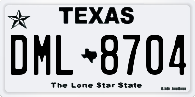 TX license plate DML8704