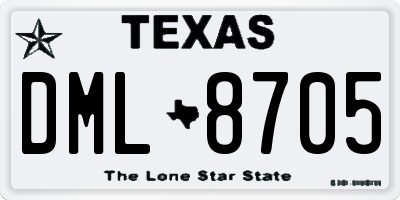 TX license plate DML8705