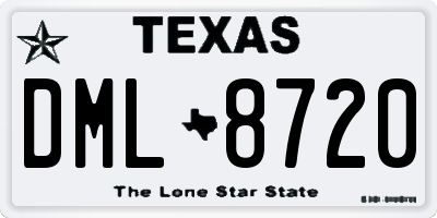 TX license plate DML8720