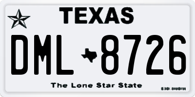 TX license plate DML8726