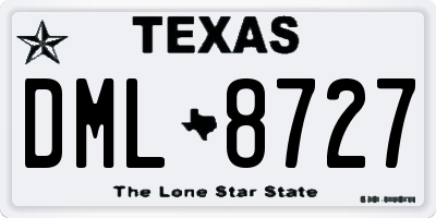 TX license plate DML8727