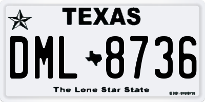 TX license plate DML8736
