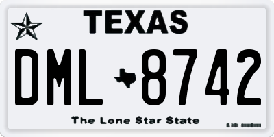 TX license plate DML8742