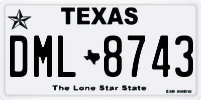 TX license plate DML8743