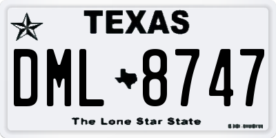 TX license plate DML8747