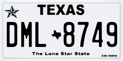 TX license plate DML8749