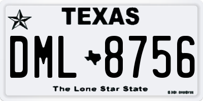 TX license plate DML8756