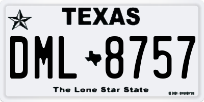 TX license plate DML8757