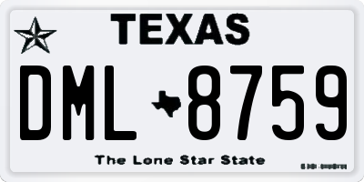 TX license plate DML8759