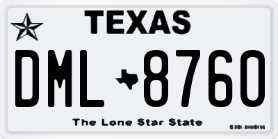 TX license plate DML8760