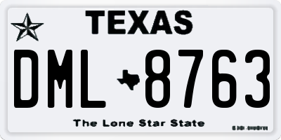 TX license plate DML8763