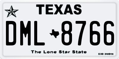 TX license plate DML8766