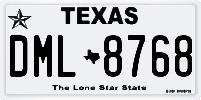 TX license plate DML8768