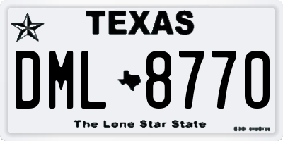 TX license plate DML8770