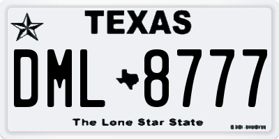 TX license plate DML8777