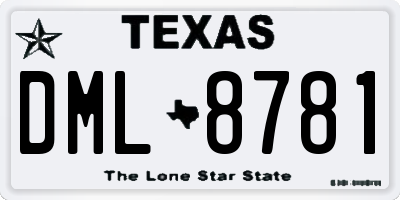 TX license plate DML8781