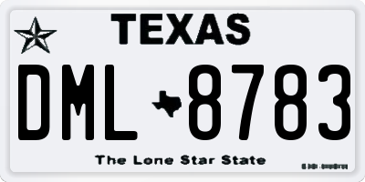 TX license plate DML8783