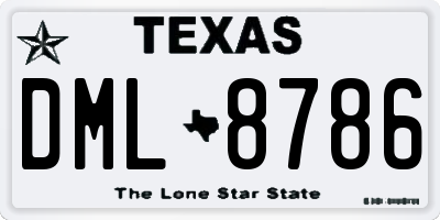 TX license plate DML8786