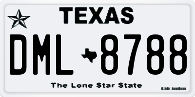 TX license plate DML8788