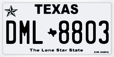 TX license plate DML8803