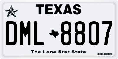 TX license plate DML8807